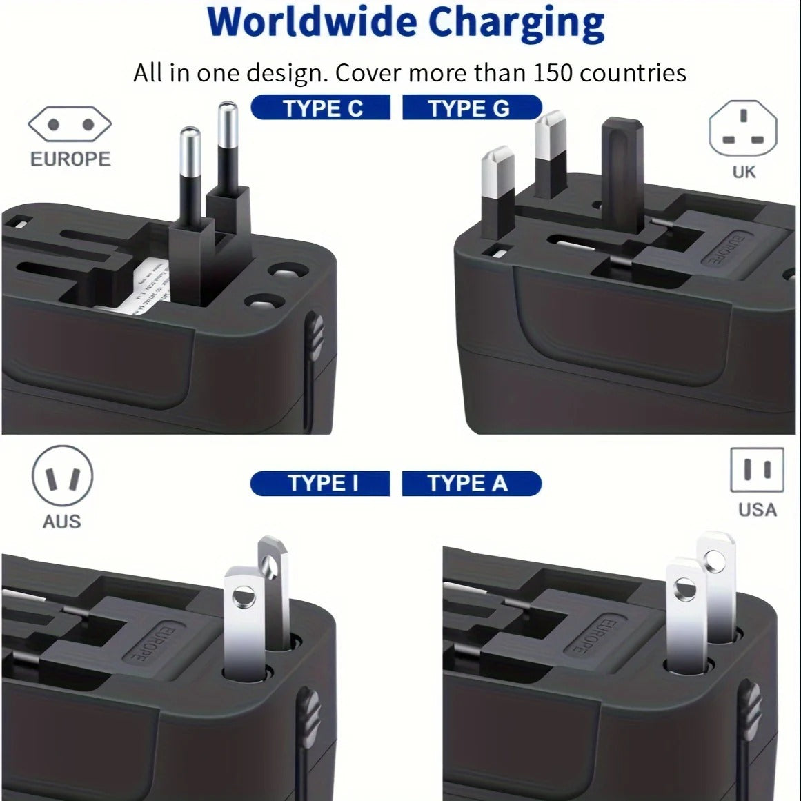 Global Charging Adapter with Dual USB Ports for Travelers