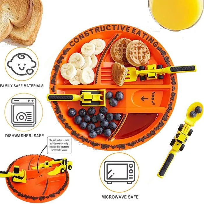 Construction-Themed Kids' Dinnerware Set for Healthy Eating