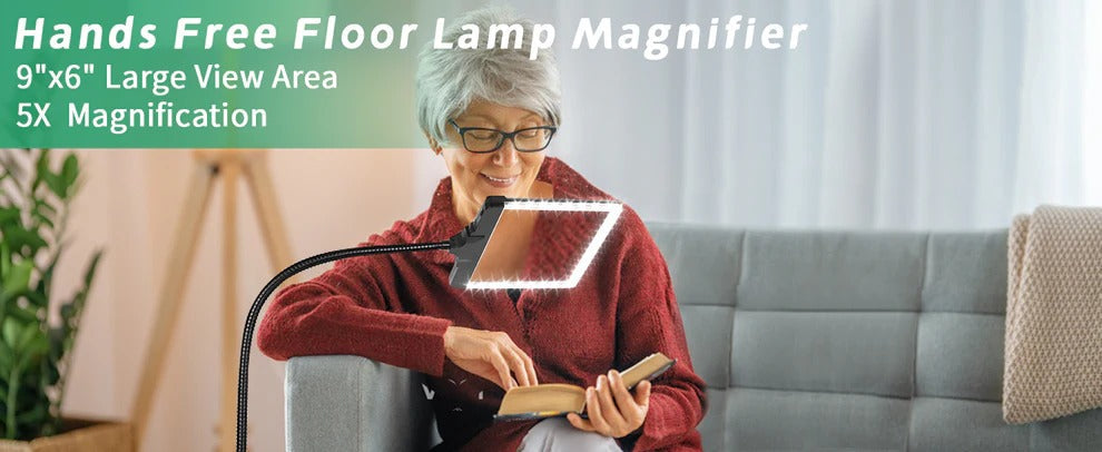 Illuminated Magnifier Floor Lamp for Comfortable Viewing