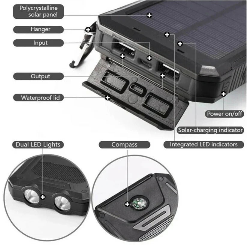 Ultimate 500000mAh Waterproof Solar Power Bank with Dual USB