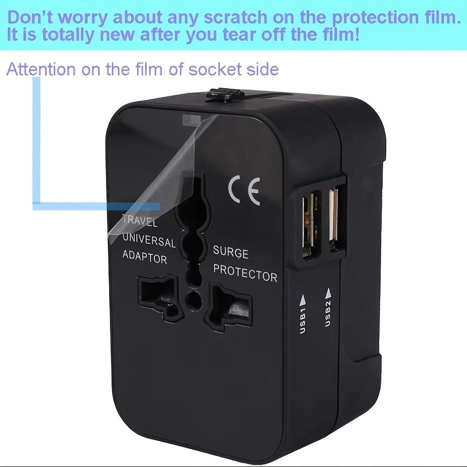 Global Charging Adapter with Dual USB Ports for Travelers
