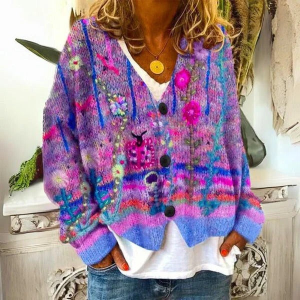 Chic Floral Knit Sweater for Women
