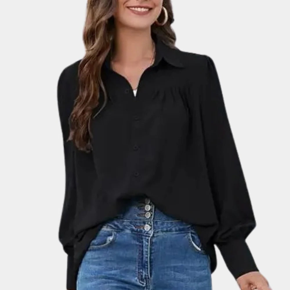 Chic Pleated Long Sleeve Blouse for Women