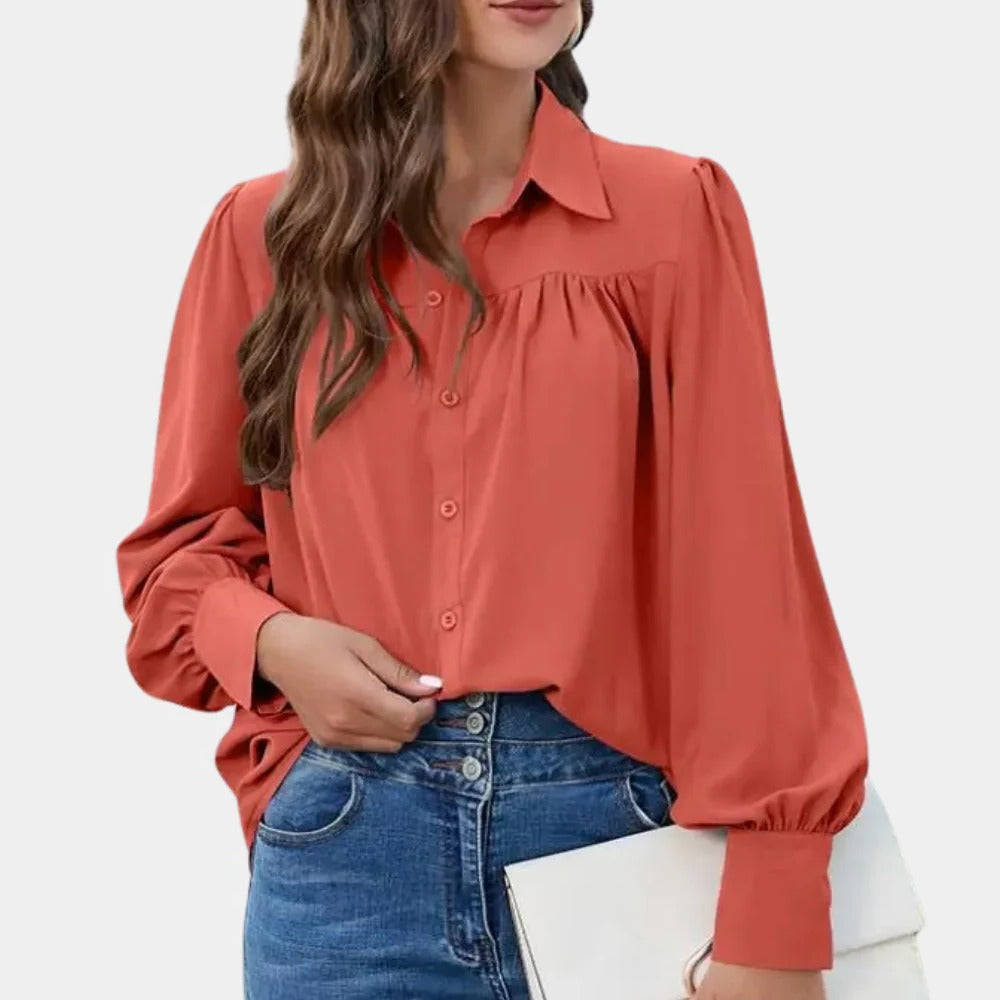 Chic Pleated Long Sleeve Blouse for Women