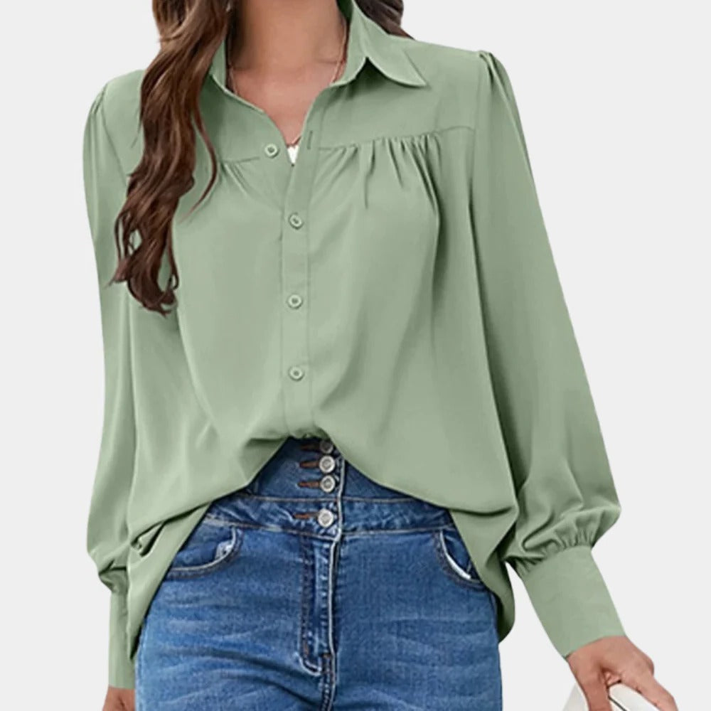 Chic Pleated Long Sleeve Blouse for Women