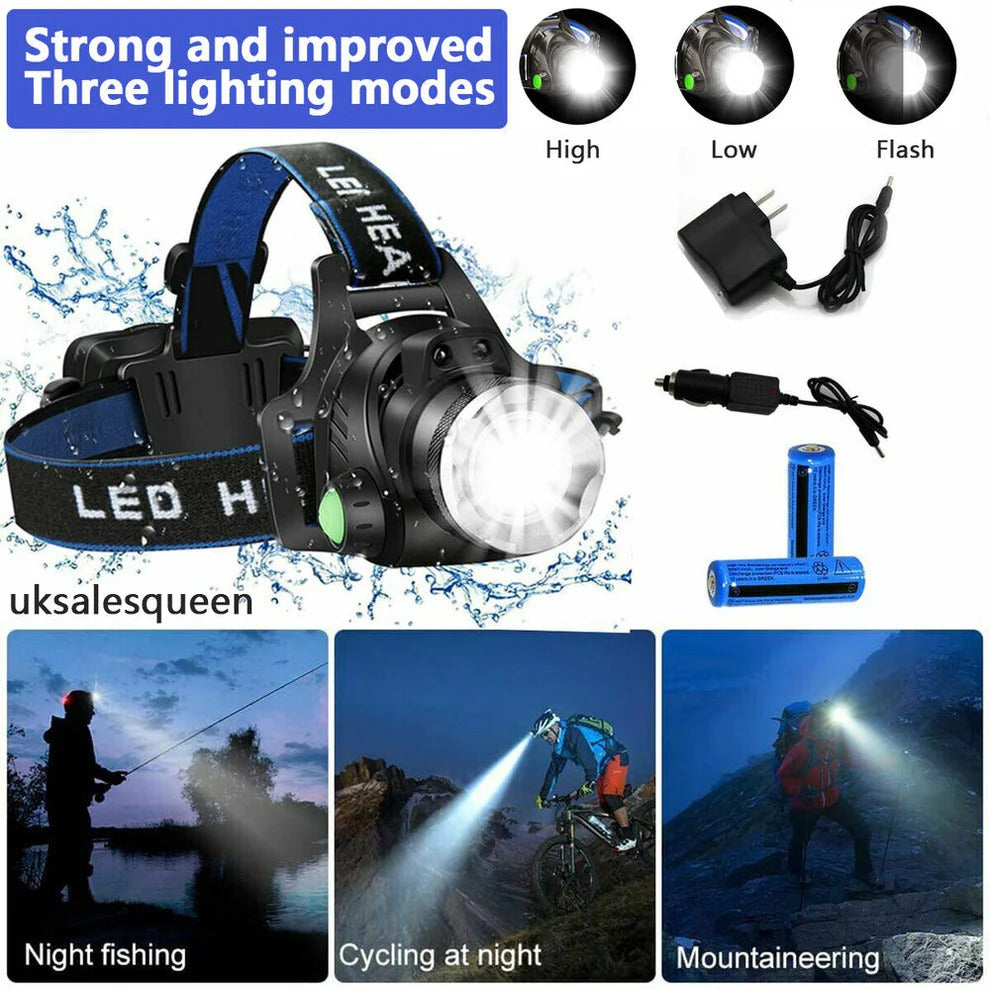 UltraBright Rechargeable LED Headlamp with Zoom Feature