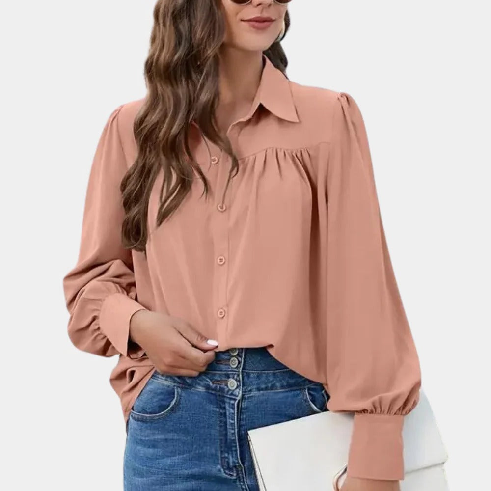 Chic Pleated Long Sleeve Blouse for Women