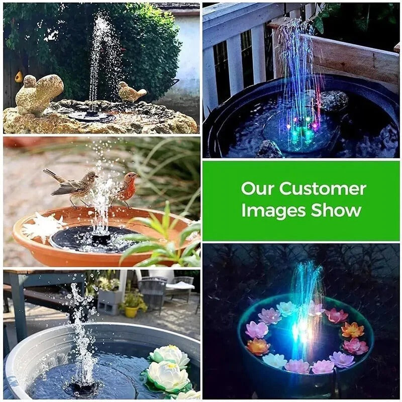 Eco-Friendly Solar Water Fountain with LED Lighting