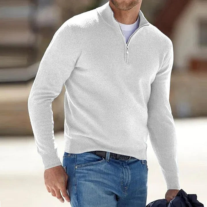 Men's Luxurious Cashmere Zip-Up Sweater