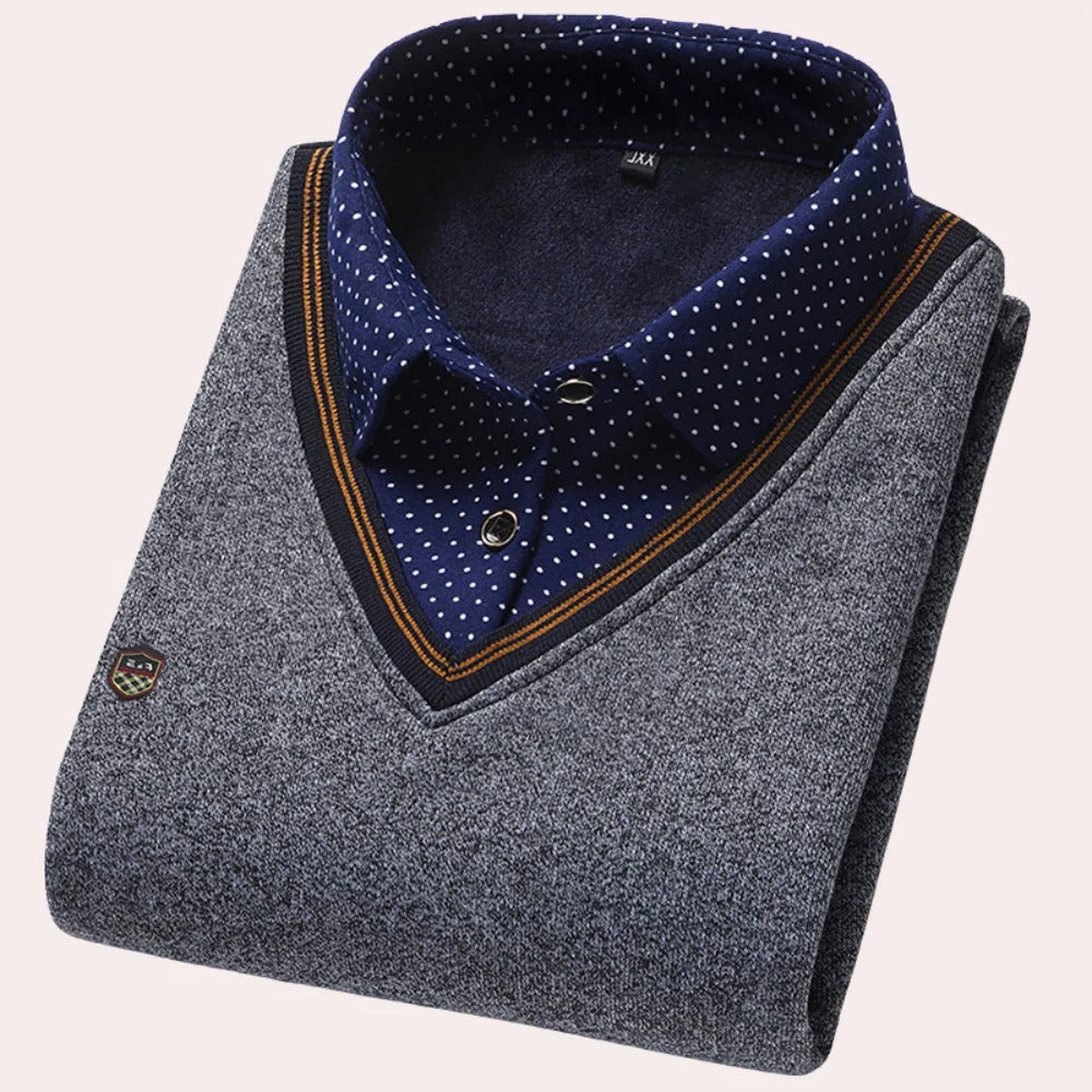 Elegant Men's Sweater with Collared Neckline