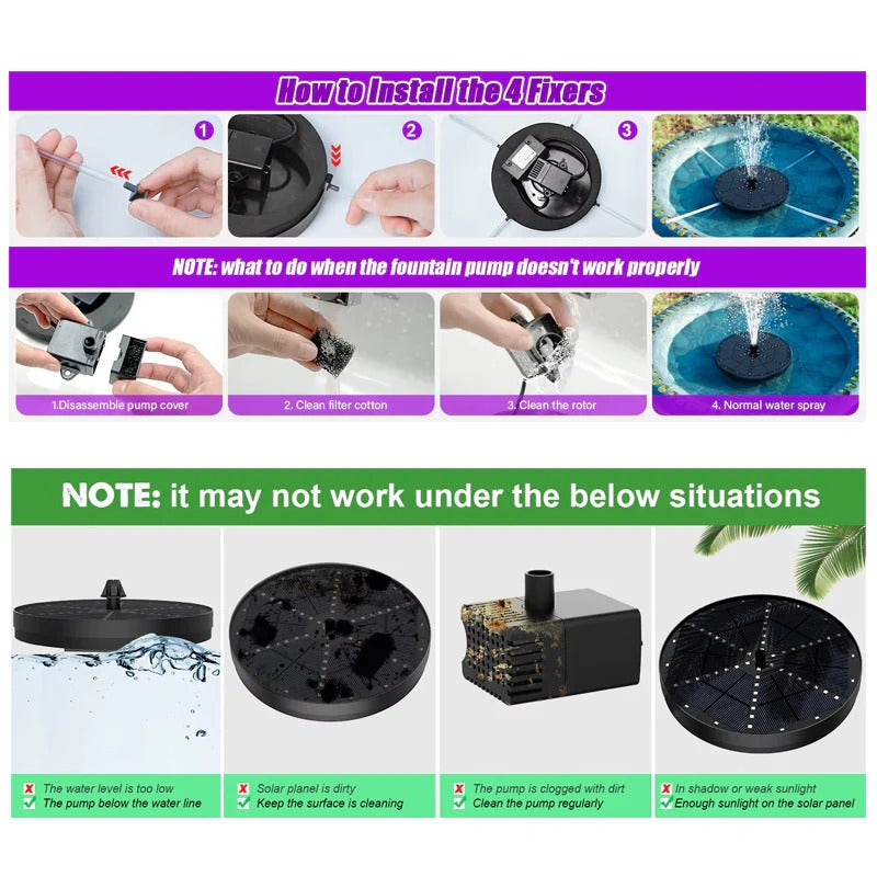Eco-Friendly Solar Water Fountain with LED Lighting
