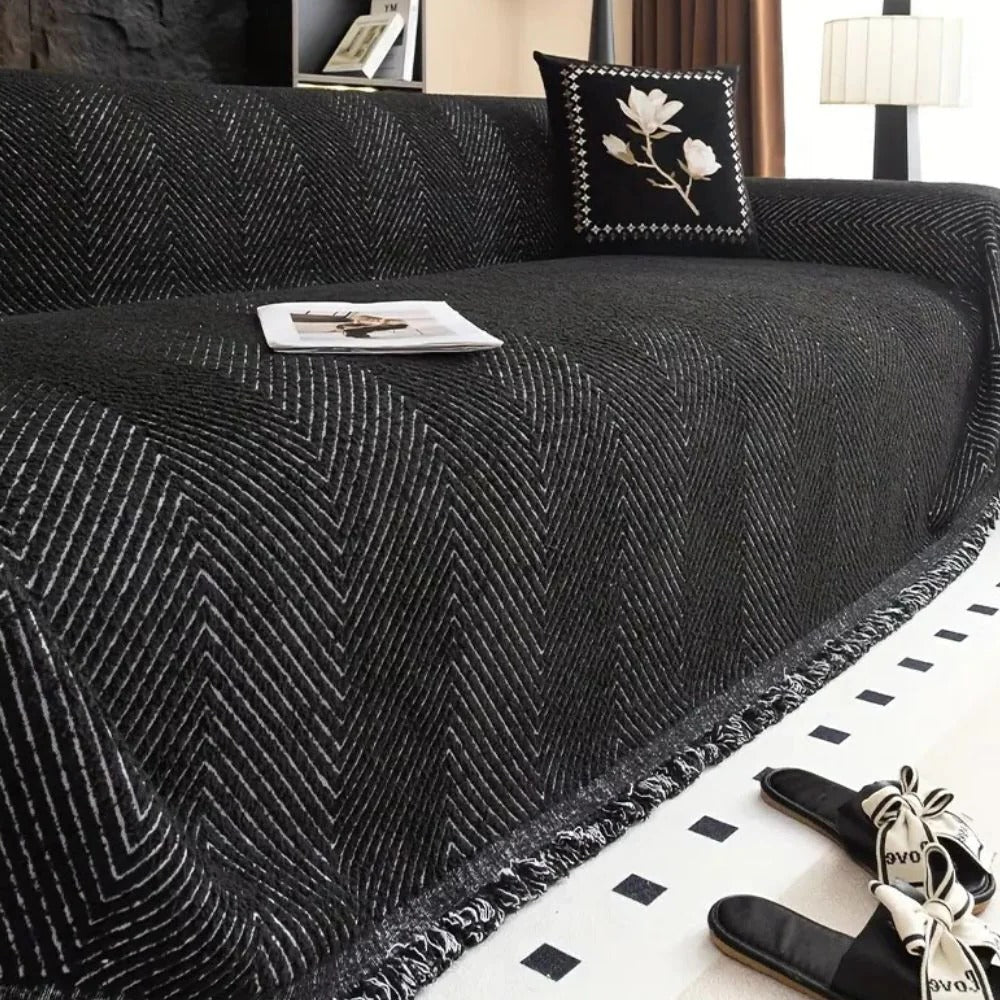 Elegant Herringbone Sofa Protector for Everyday Use