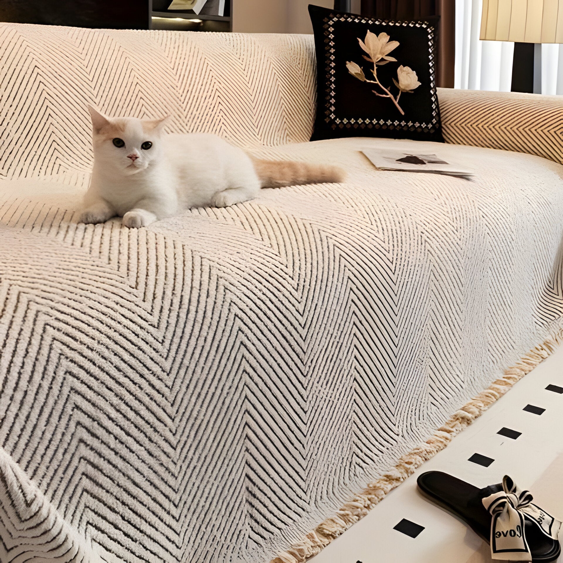 Elegant Herringbone Sofa Protector for Everyday Use