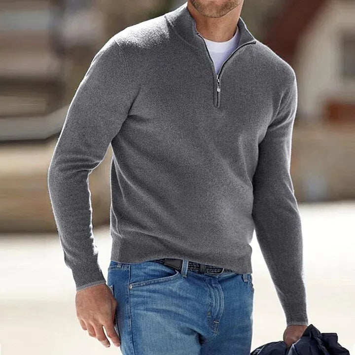 Men's Luxurious Cashmere Zip-Up Sweater
