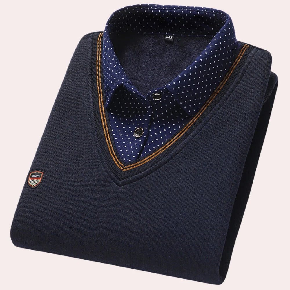 Elegant Men's Sweater with Collared Neckline