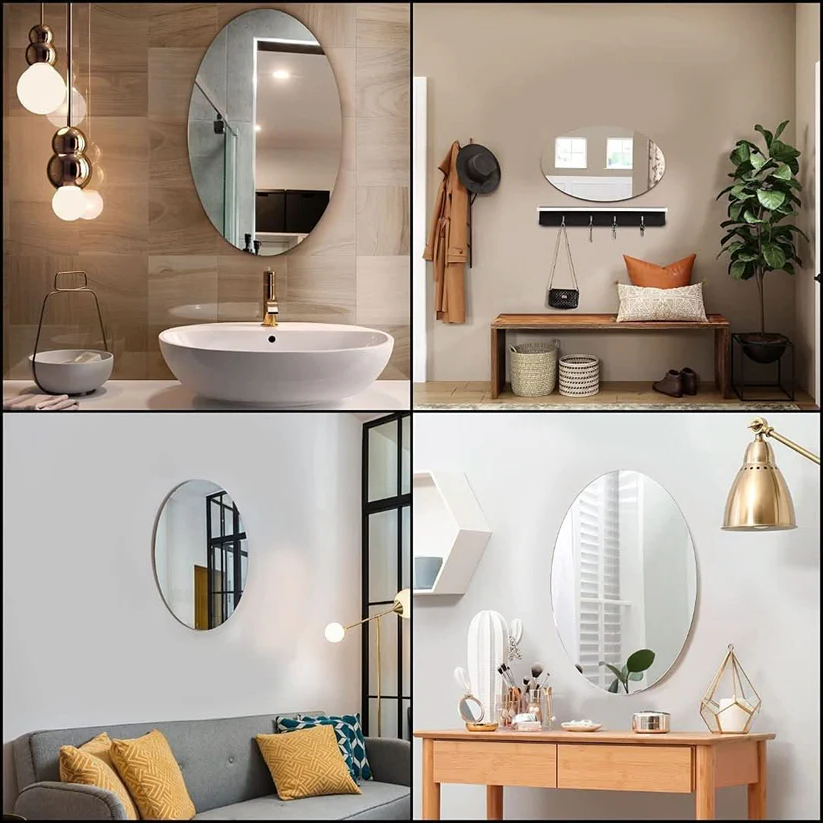 Self-Adhesive Oval Mirror for Effortless Grooming