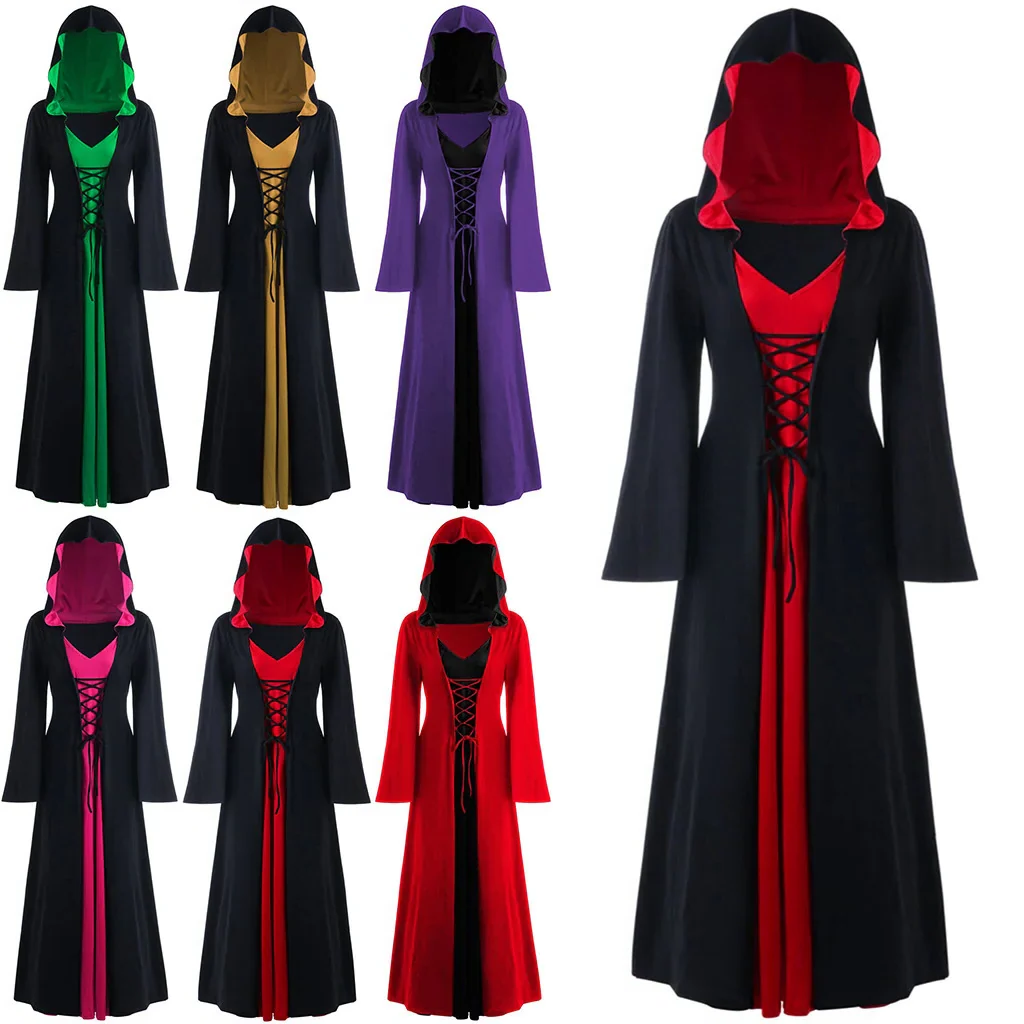 Enchanting Gothic Cloak for Women: Lace-Up Hooded Robe