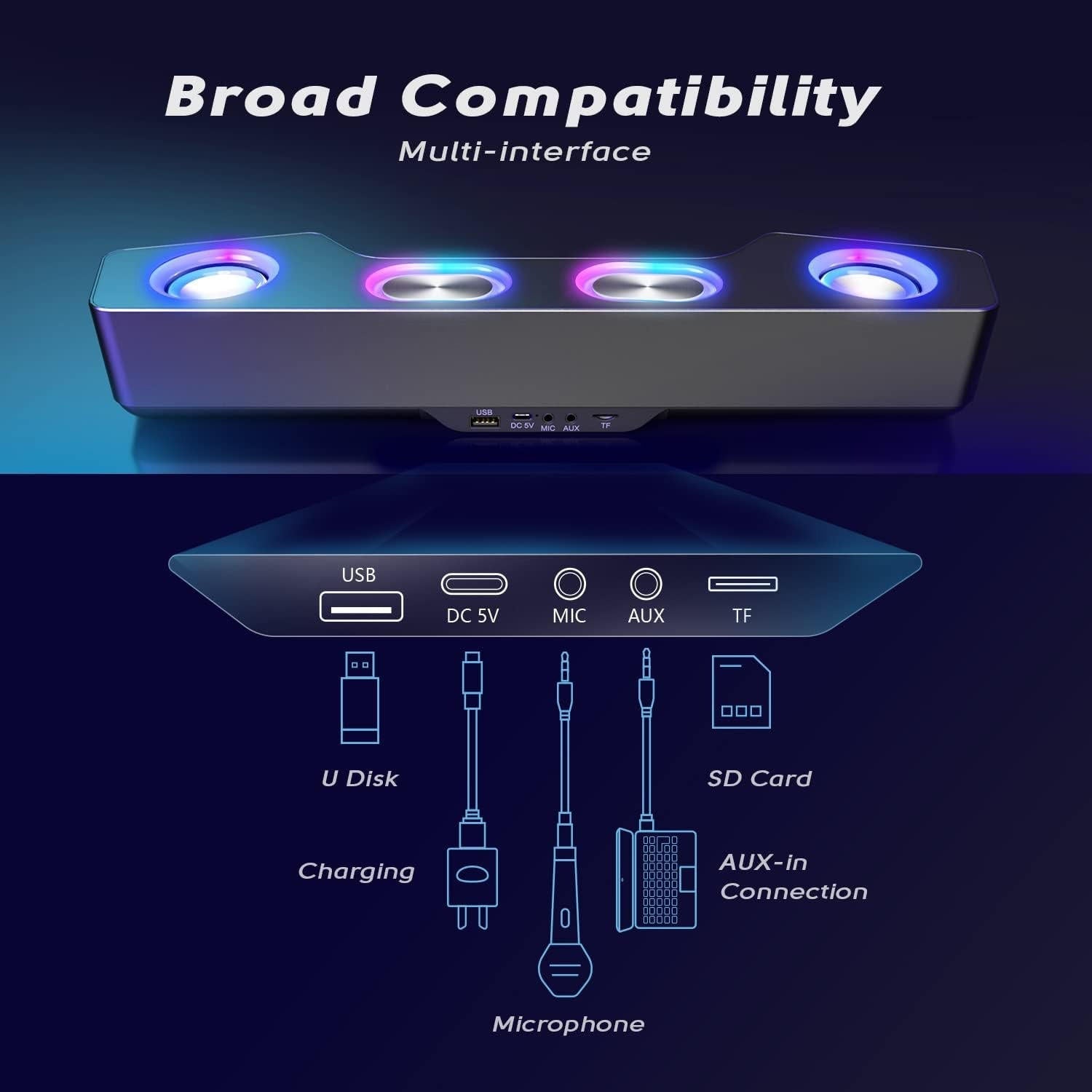 RGB Wireless Speakers for Immersive Gaming Sound