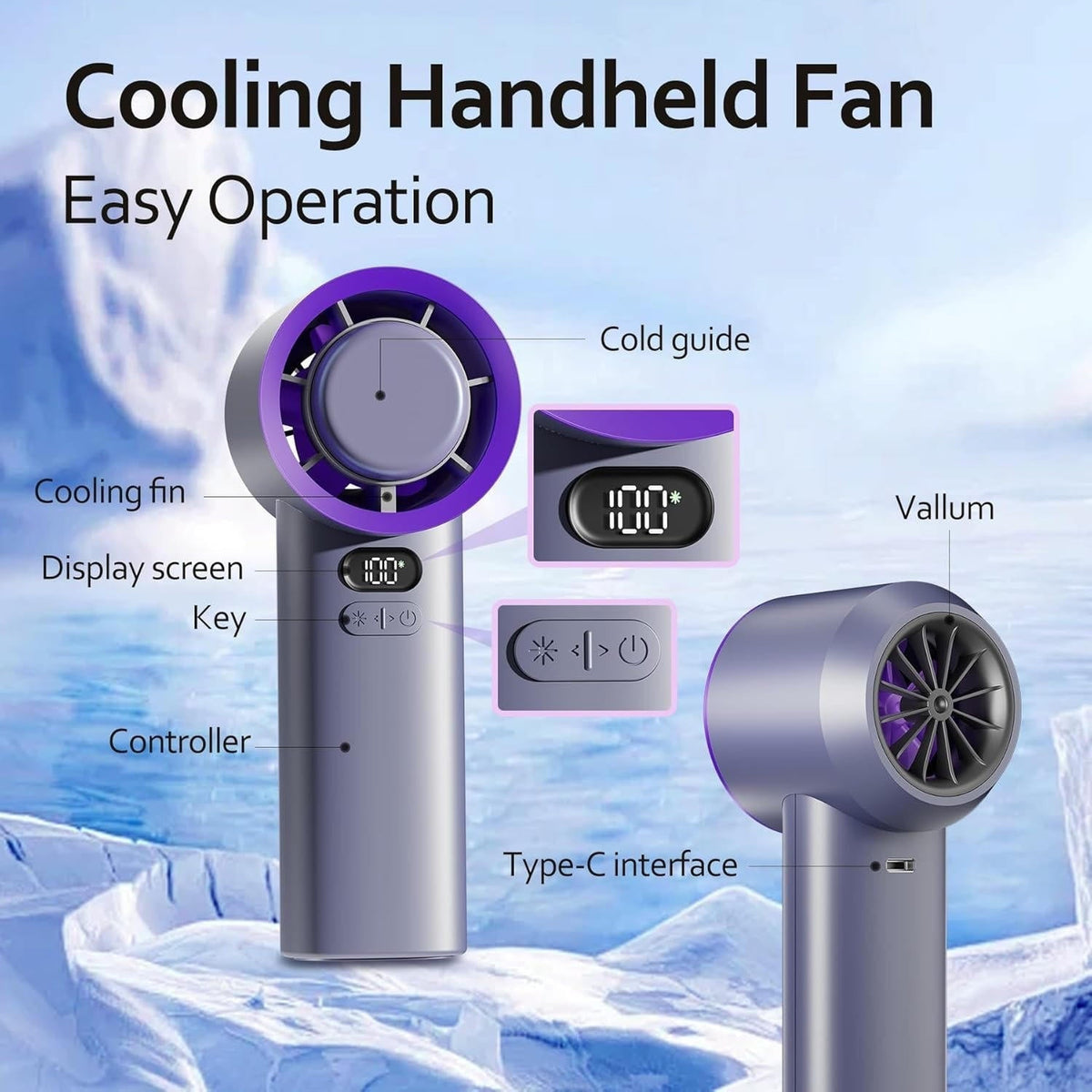 Compact Cooling Handheld Fan with Smart Technology