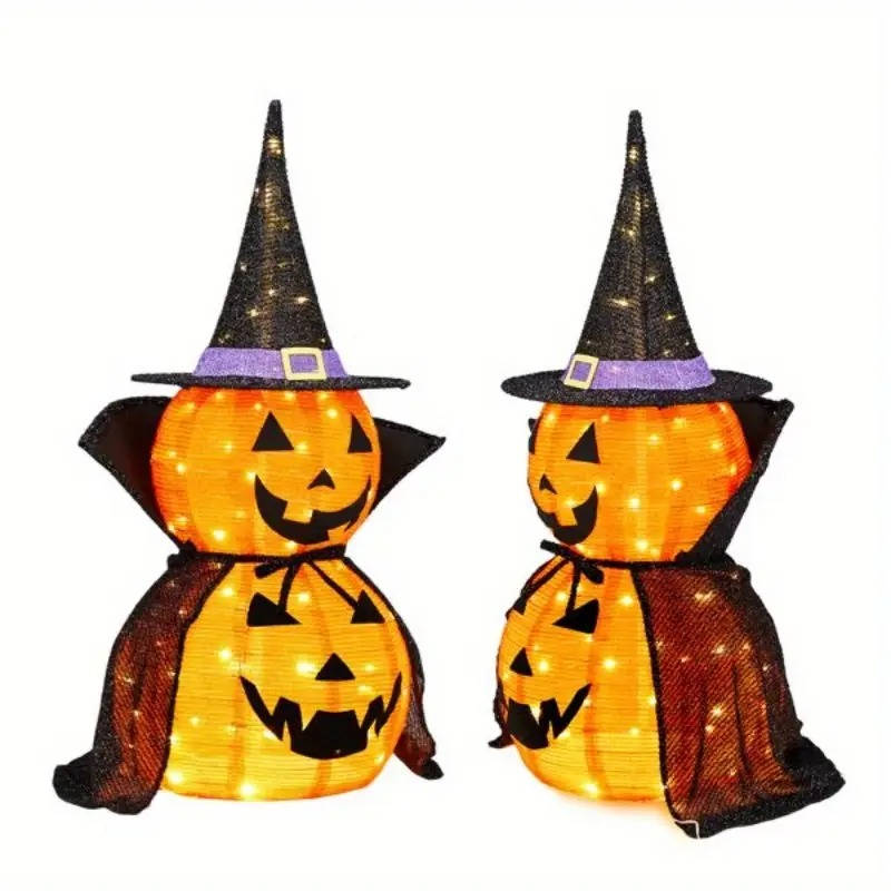 Set of 2 LED-Illuminated 3ft Outdoor Pumpkin Decorations