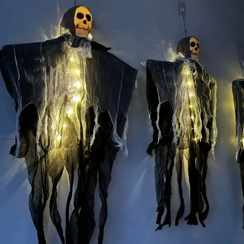 Eerie Glow Skull Halloween Outdoor Decor - Set of Two