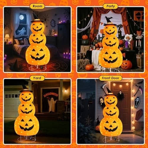 Illuminated Pumpkin Halloween Decor for Outdoor Fun