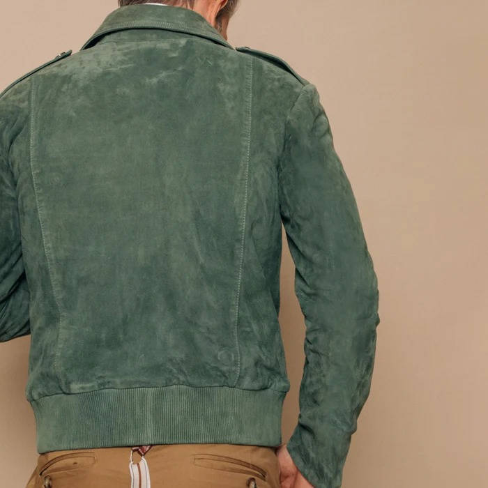 Men's Vintage-Inspired Suede Jacket with Zipper & Pockets