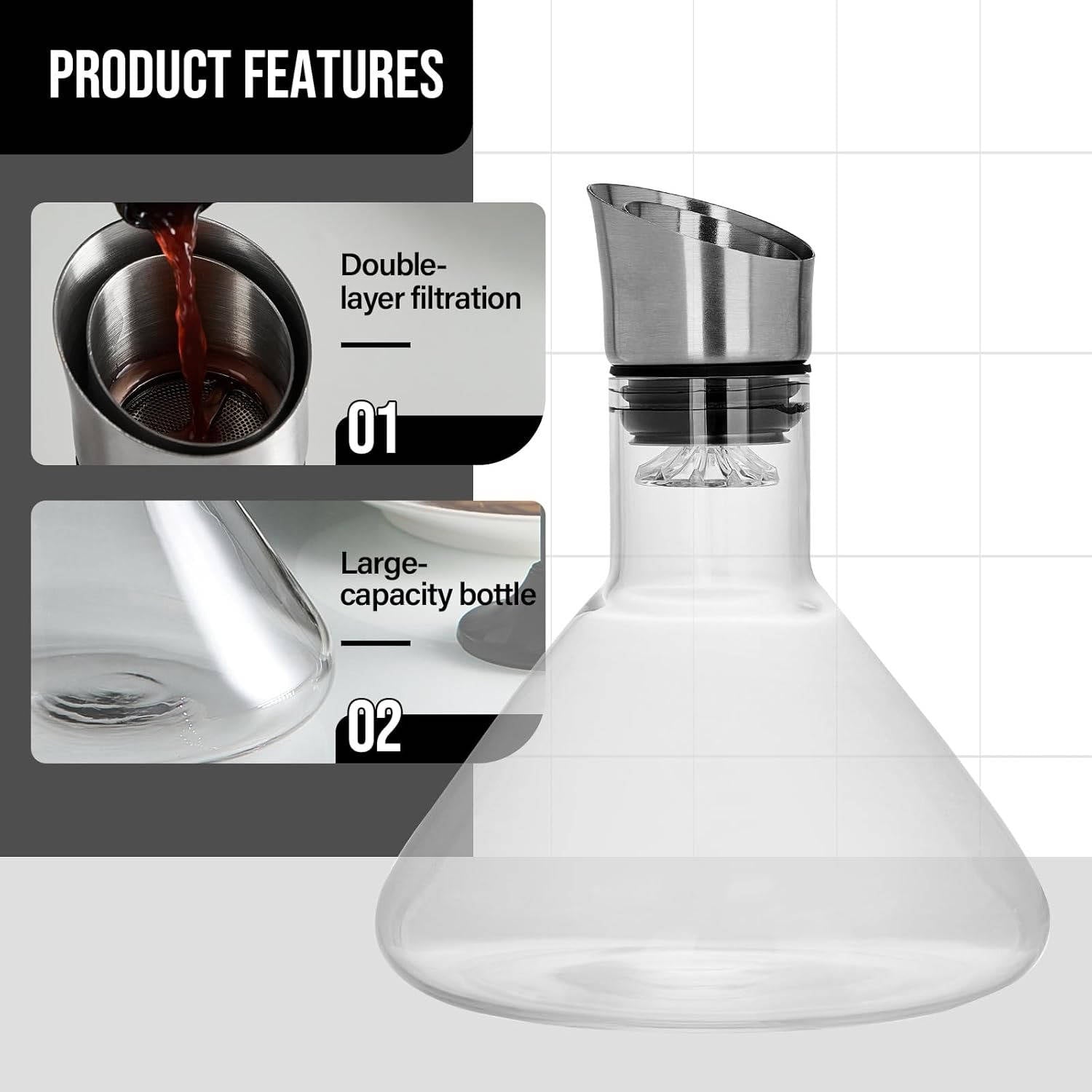 Elegant Crystal Wine Aerator Carafe for Perfect Pouring