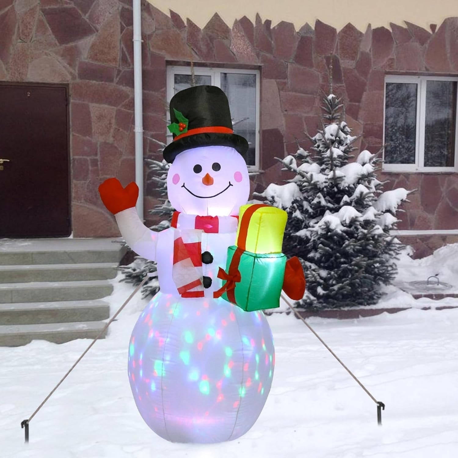 5-Foot Inflatable Holiday Snowman with Colorful LED Lights