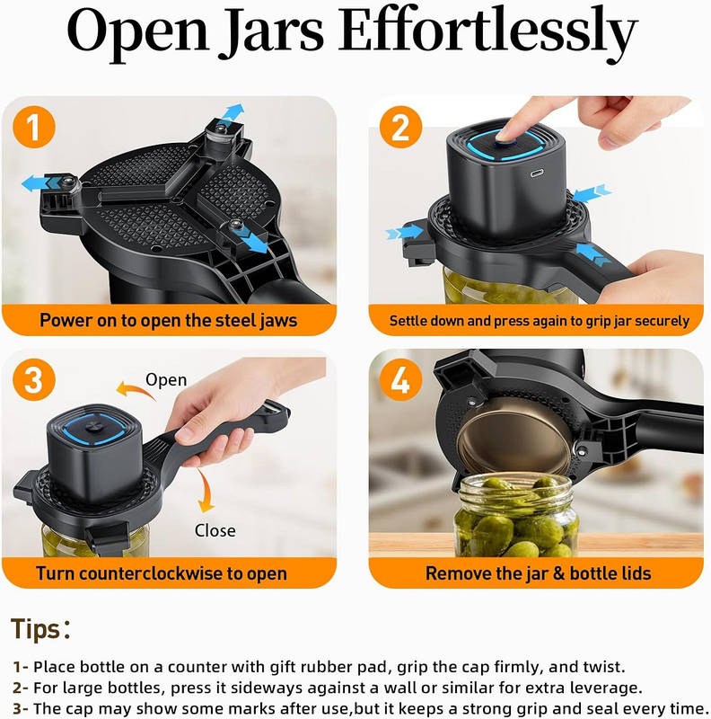 Effortless Lid Master – Rechargeable Adjustable Jar & Bottle Opener