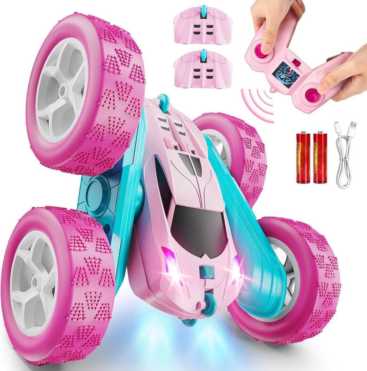 Dynamic Flip Racer – 360° Stunt Car with LED Lights & Dual Motors