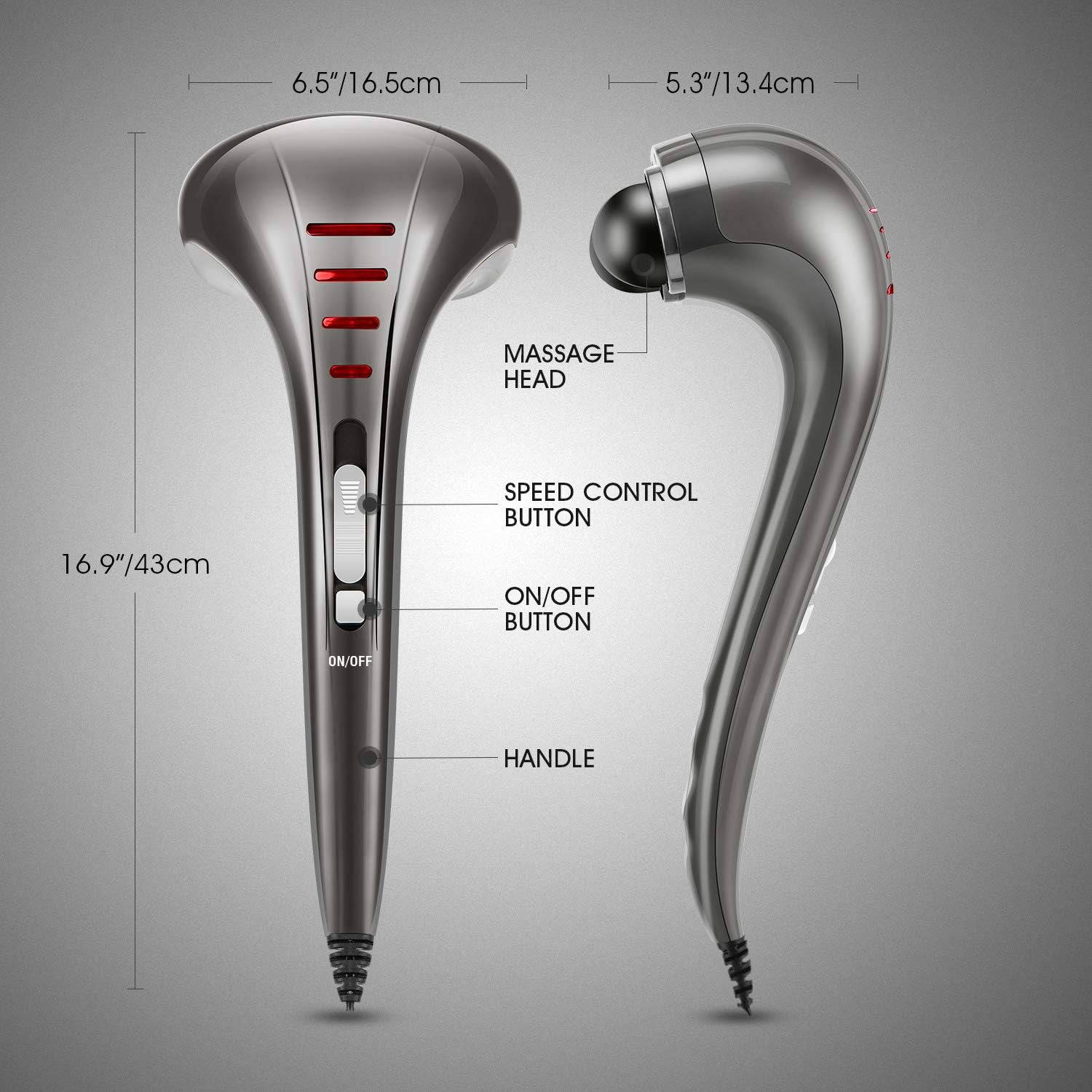 Revitalize Handheld Percussion Massager – 3500 PPM Dual Head Design with 3 Attachments & Adjustable Speed