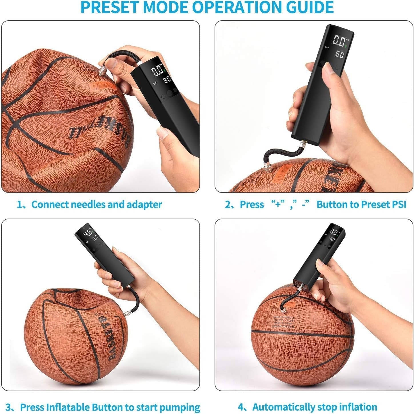 ProInflate Smart Ball Pump – 15 PSI Rechargeable Inflator with LCD Display