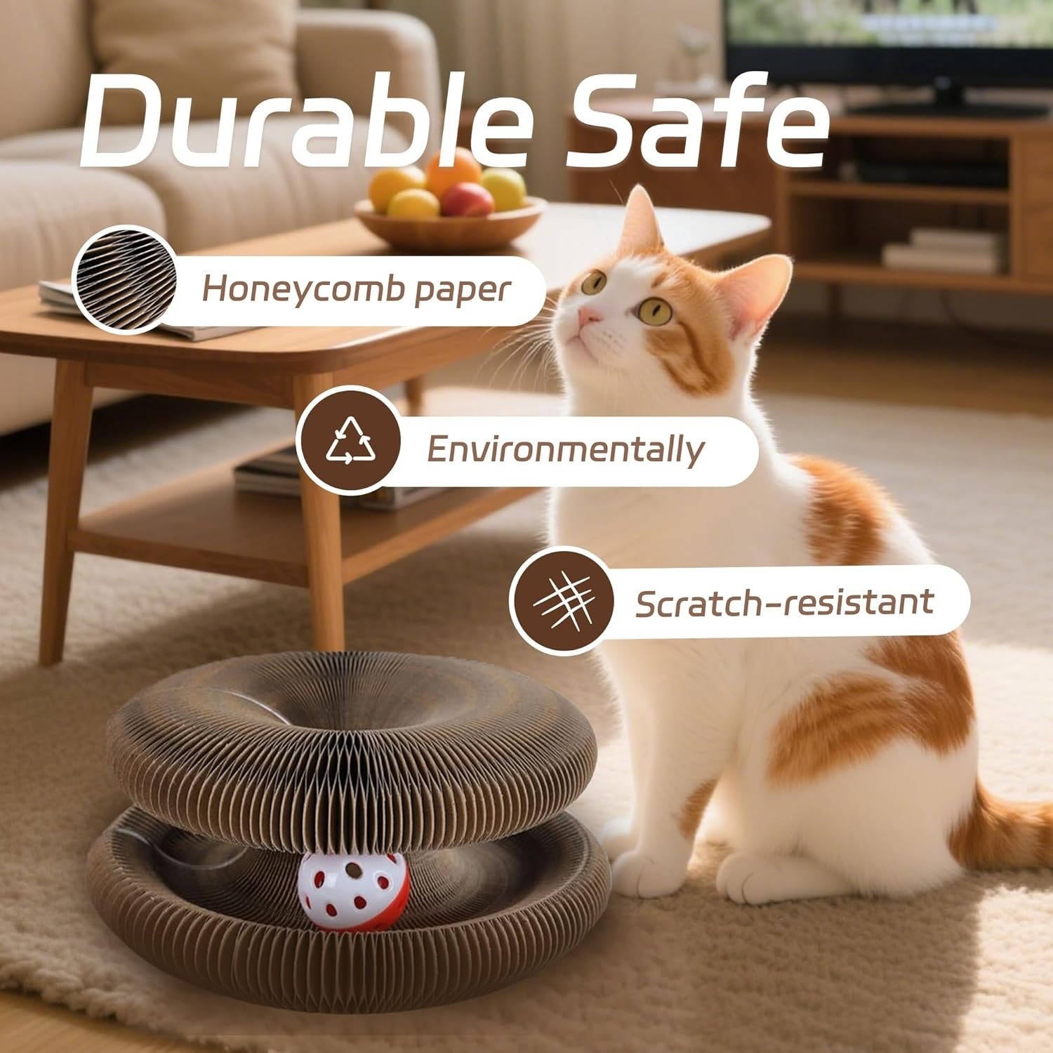 Interactive Cat Scratching Station with Rolling Ball