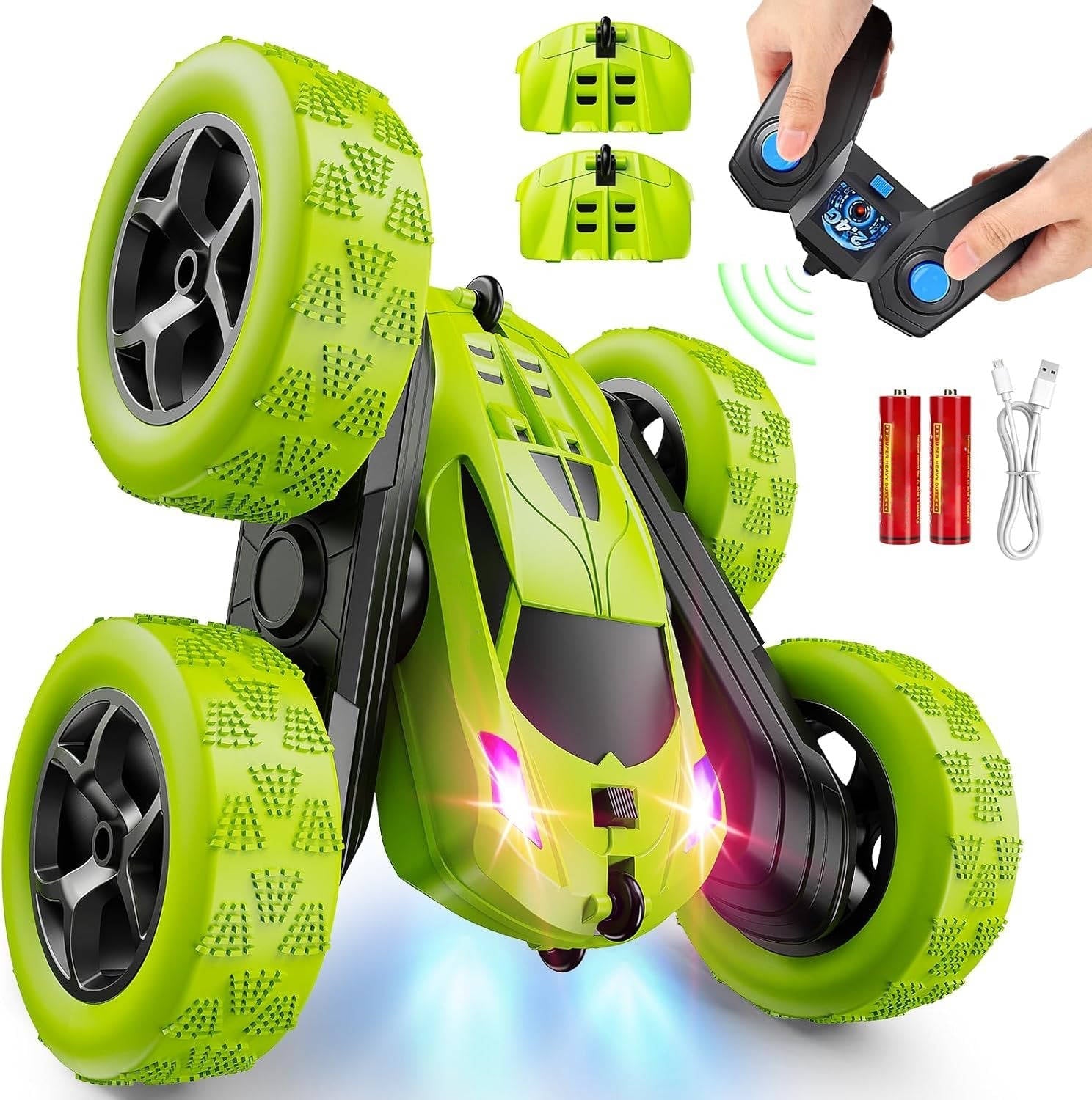 Stunt Racer RC Car for Kids Aged 6 to 12 with LED Lights