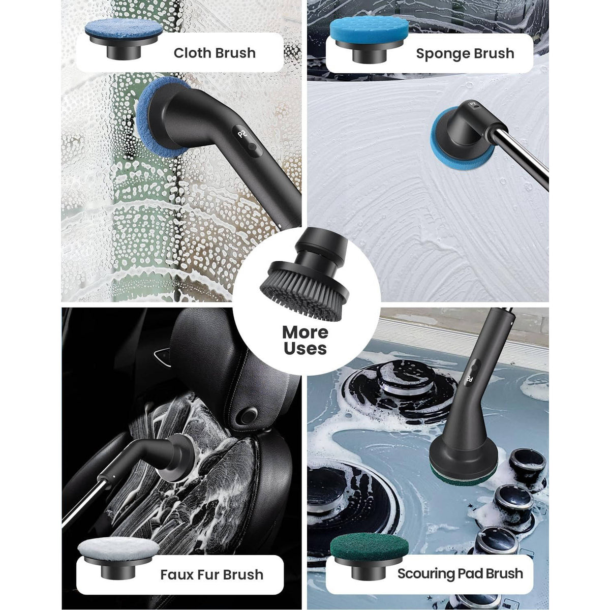 PowerScrub Pro Cordless Cleaning Brush – Dual Speed, 7 Heads & Extended Battery Life