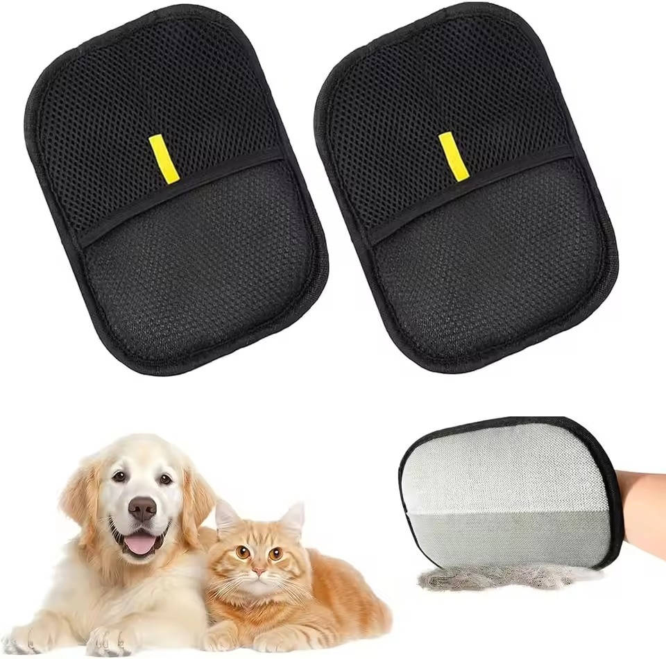 2-Pack Pet Grooming Glove Set for Effortless Hair Removal