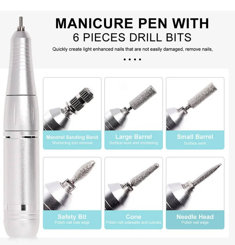 ProNail Precision Electric Drill – 45,000 RPM Rechargeable E-File with LCD and USB-C Charging