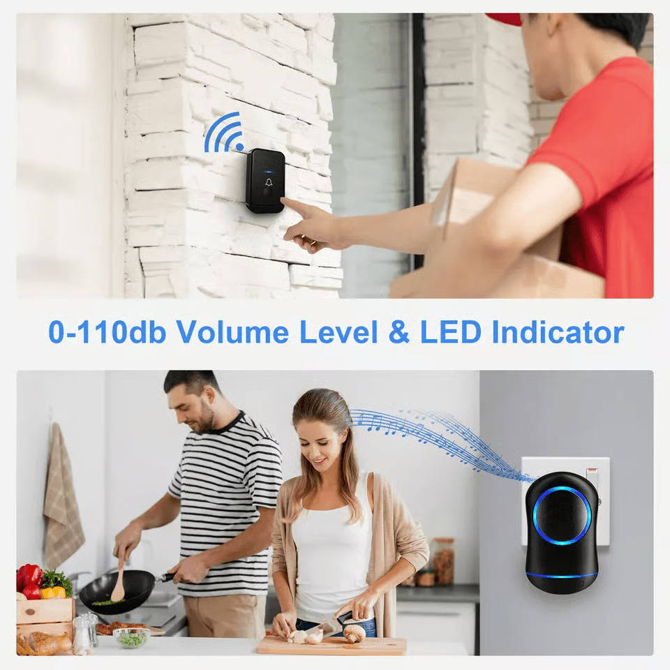 SmartAlert Wireless Door Chime System – 1000 Ft Range, 45 Tones