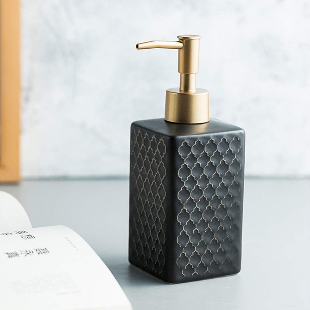 Elegant Ceramic Soap Dispenser with Gold Pump