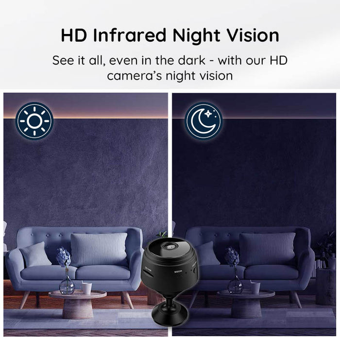 Compact HD Security Camera with Night Vision & WiFi