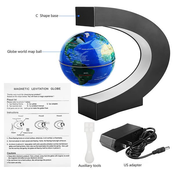 Illuminated Floating Globe with Magnetic Suspension