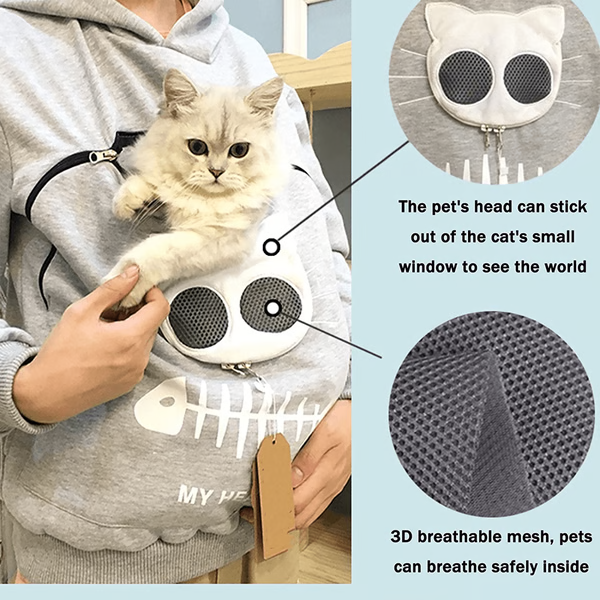 Cozy Companion Hoodie with Feline Pouch - A Must-Have for Cat Lovers