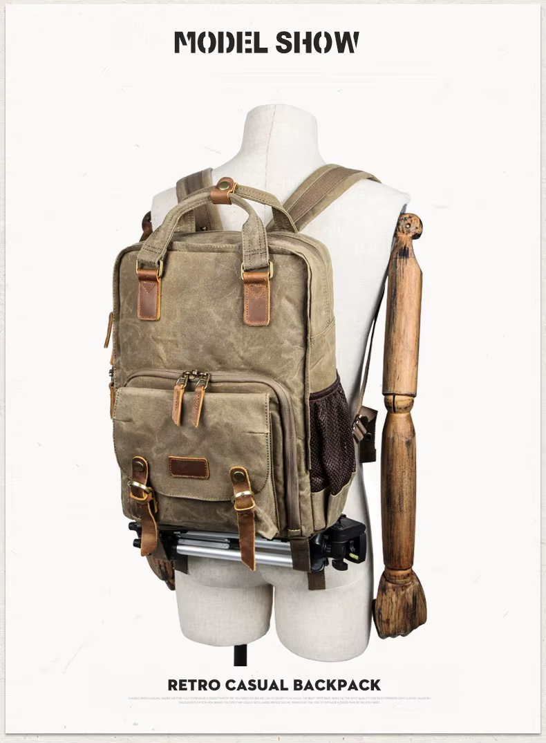Durable Waterproof Canvas Camera Carrier Backpack