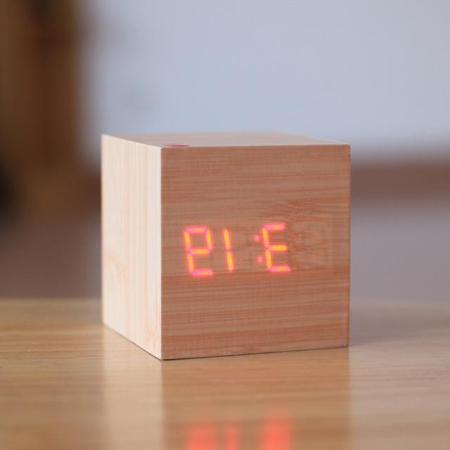 Sleek Wooden Digital Timepiece