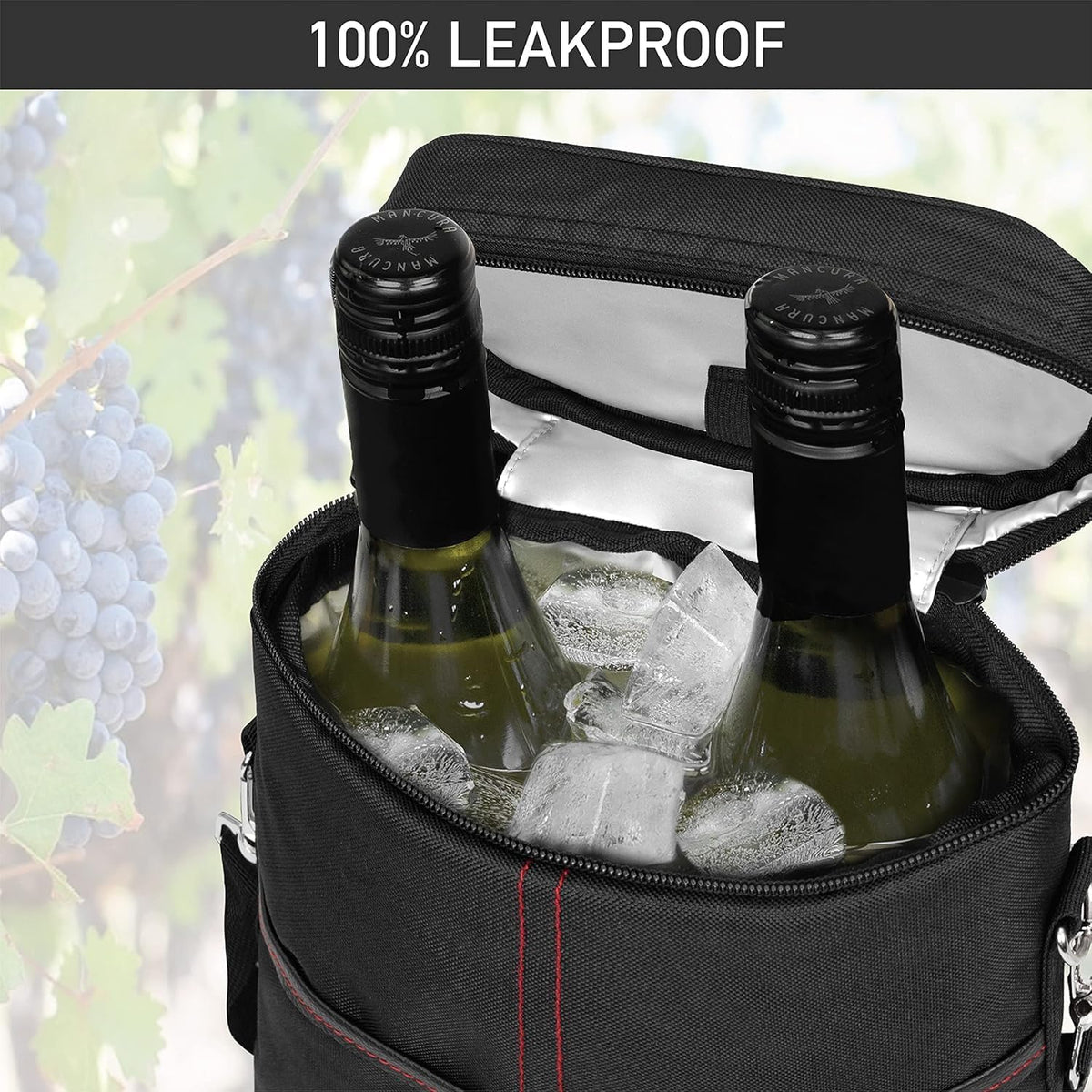 Adjustable Strap Insulated Wine Cooler Bag for Two Bottles – Buy One, Get One Free