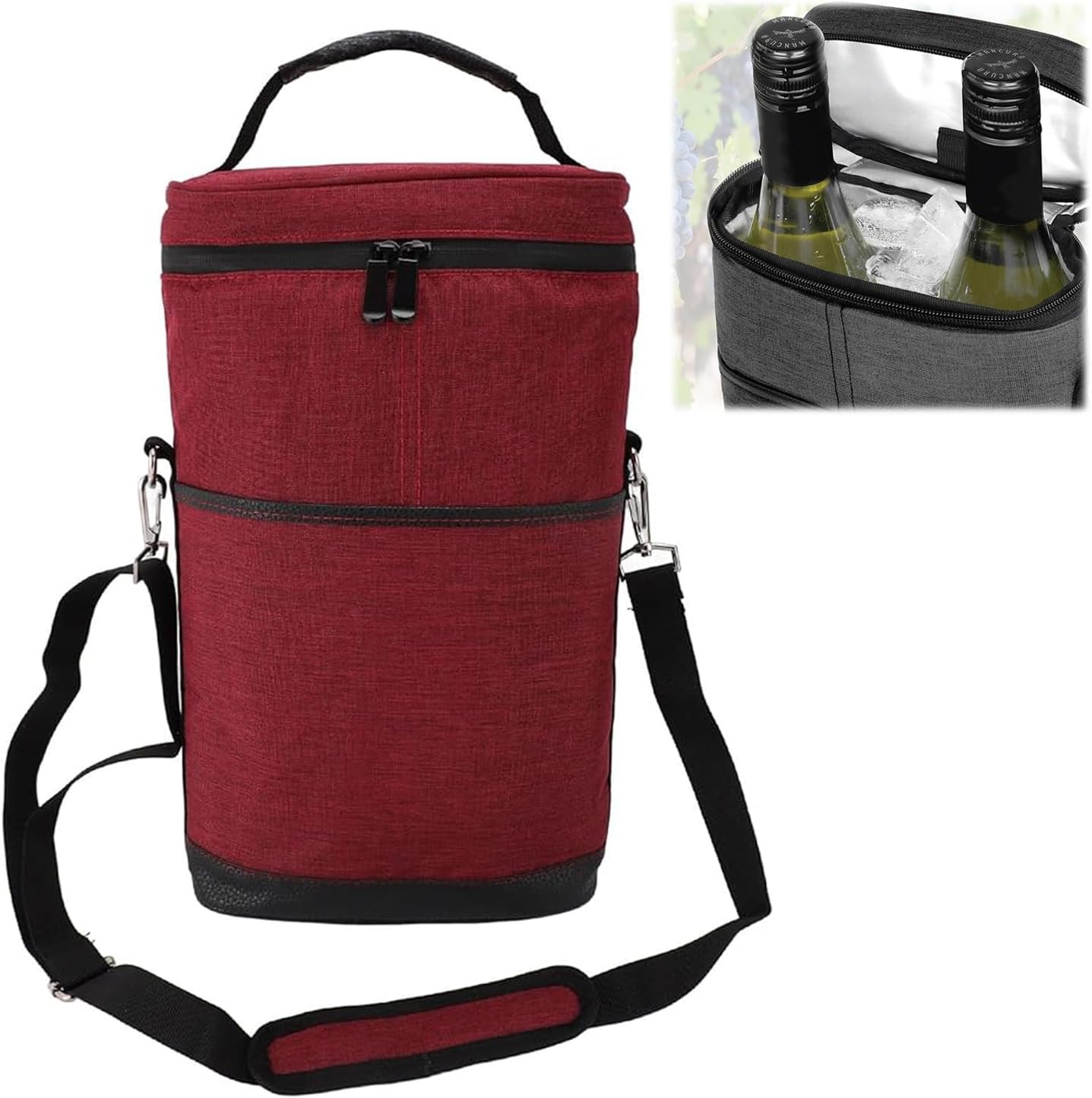 Adjustable Strap Insulated Wine Cooler Bag for Two Bottles – Buy One, Get One Free