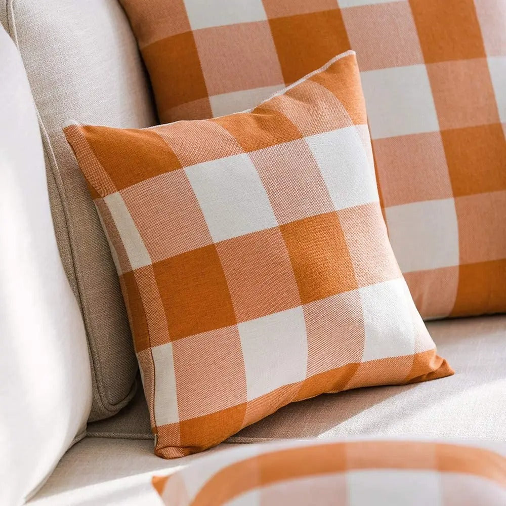 Plaid Cushion Cover with Autumn Check – Rustic Home Decor