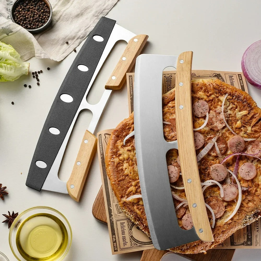 Curved Stainless Steel Blade Pizza Cutter (35 cm) - Large Size