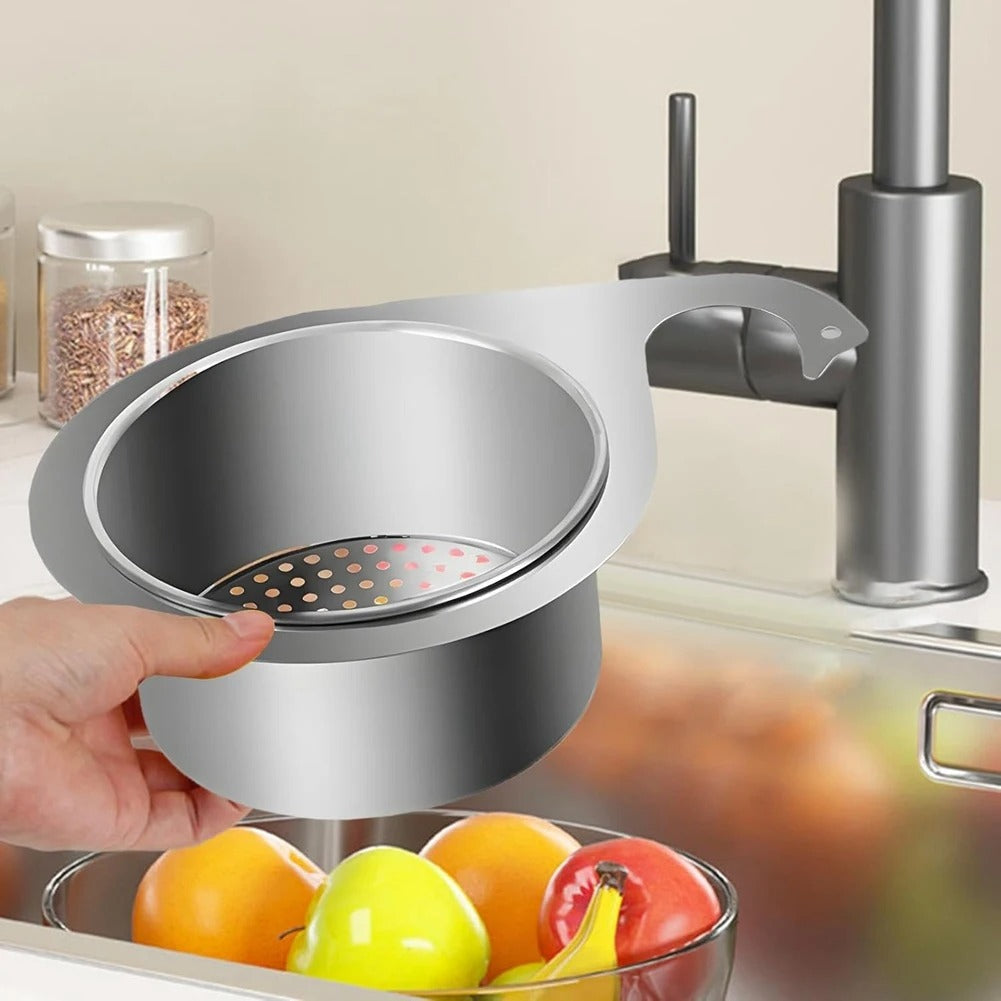 Premium Stainless Steel Sink Strainer with Elegant Holder
